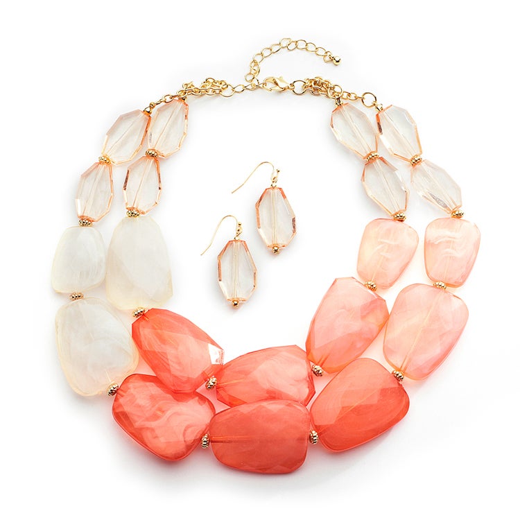Twisted Coral Orange Chunky Statement Necklace for Women – namana.london